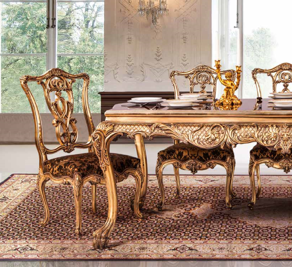 Classic dining furniture with gold finishes